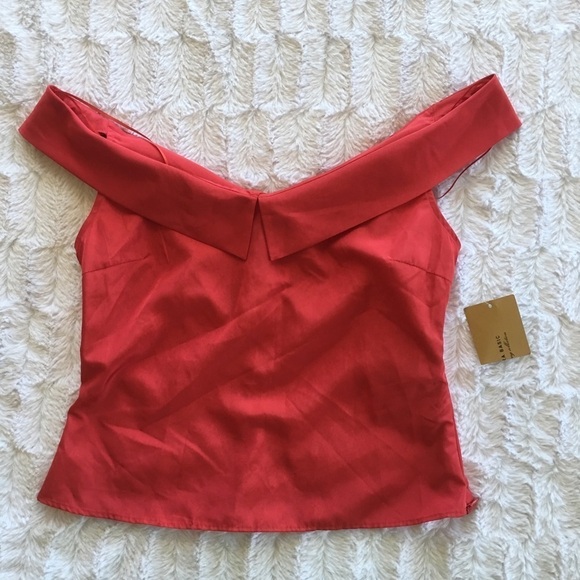 [Zara] Red Ballerina Off Should Top - Picture 2 of 3